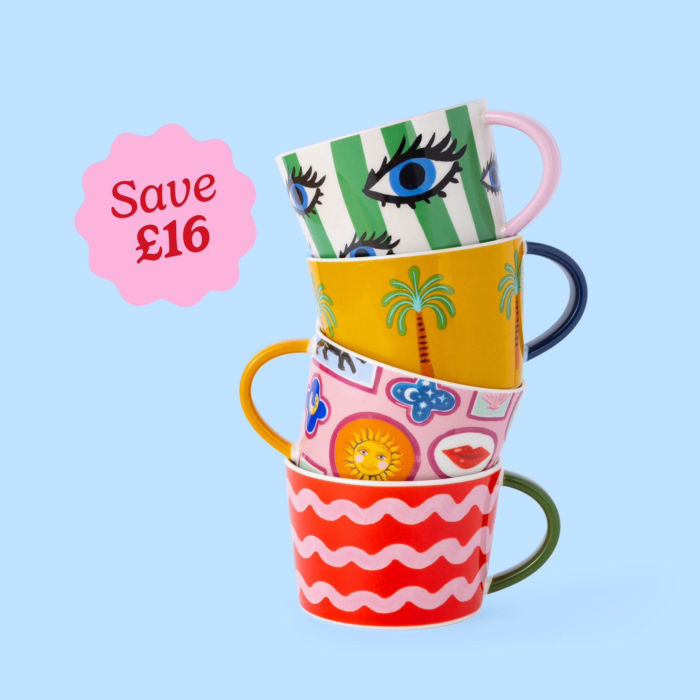Electric Coast Mixed Mugs - Set of 4