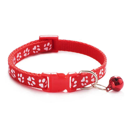Cat Bell Collar with Dog Print — Multi-Color Necklace Ring Collar for Cats