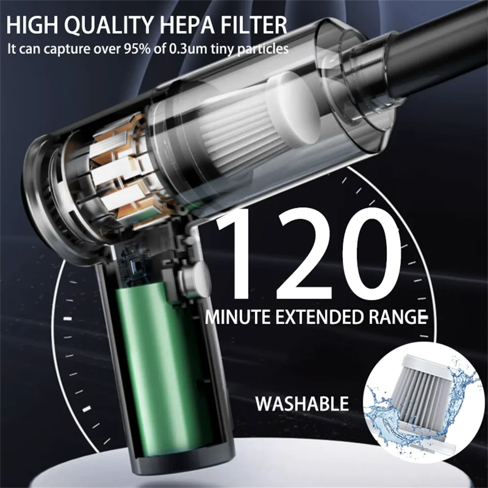 Portable Cordless Handheld Vacuum Cleaner — 5-in-1 Blow & Suction with Multi-Nozzles for Pet Hair, Car & Home