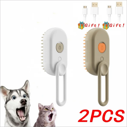 One-Button Spray Massage Brush — Steam Mist Grooming Comb for Cats & Dogs