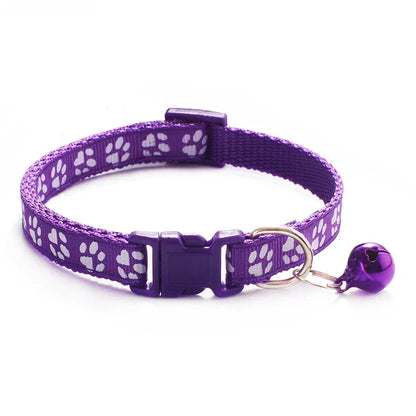 Cat Bell Collar with Dog Print — Multi-Color Necklace Ring Collar for Cats