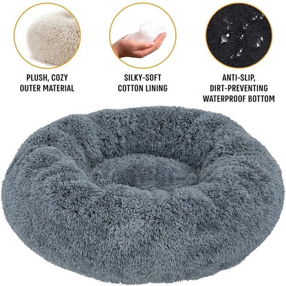 Round Plush Pet Bed — Super Soft Dog & Cat Bed, 6 Sizes (40-90cm)