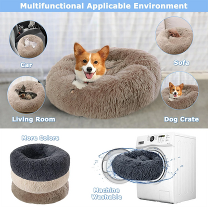 Round Plush Pet Bed — Super Soft Dog & Cat Bed, 6 Sizes (40-90cm)