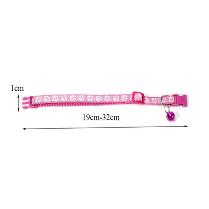 Cat Bell Collar with Dog Print — Multi-Color Necklace Ring Collar for Cats