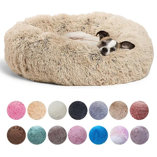 Round Plush Pet Bed — Super Soft Dog & Cat Bed, 6 Sizes (40-90cm)