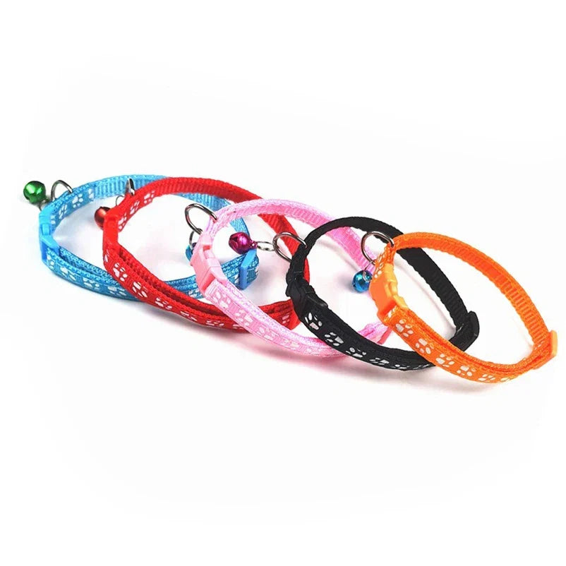 Cat Bell Collar with Dog Print — Multi-Color Necklace Ring Collar for Cats