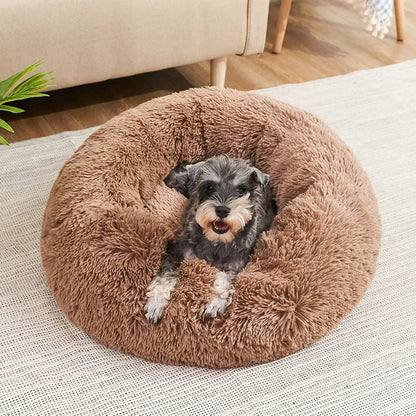 Round Plush Pet Bed — Super Soft Dog & Cat Bed, 6 Sizes (40-90cm)