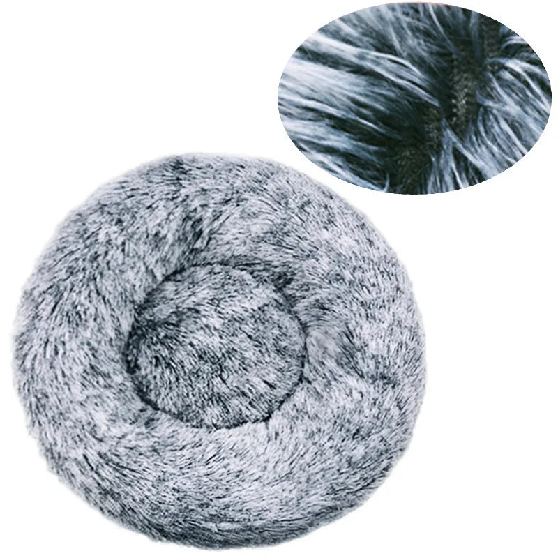 Round Plush Pet Bed — Super Soft Dog & Cat Bed, 6 Sizes (40-90cm)