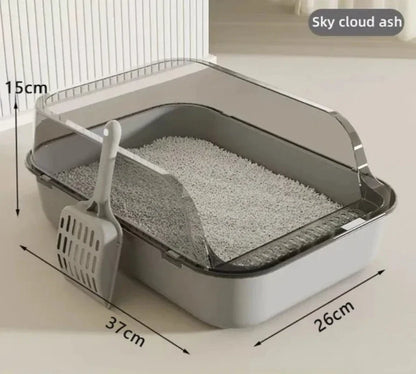 Semi-Enclosed Cat Litter Box — Splash Proof Cat Toilet Tray for Kittens & Cats