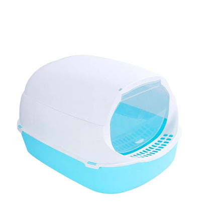 Semi-Enclosed Cat Litter Box — Splash Proof Cat Toilet Tray for Kittens & Cats