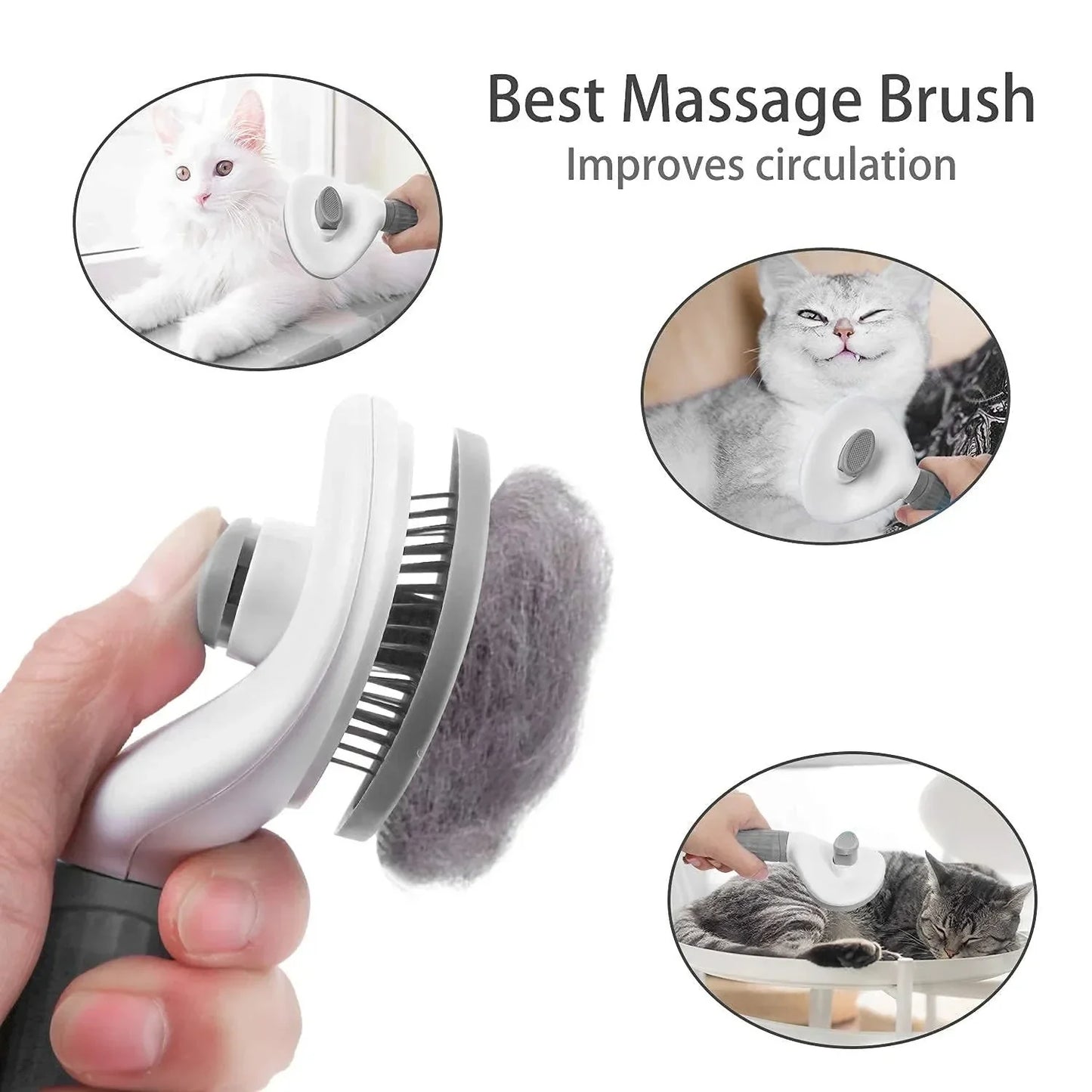 Self-Cleaning Pet Grooming Brush — Dematting Comb for Dogs & Cats