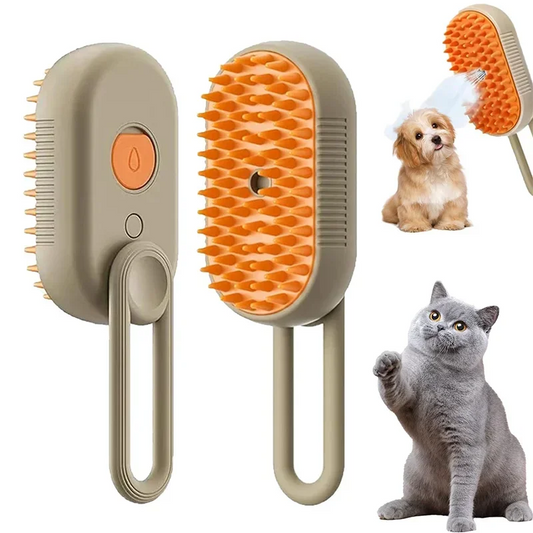 One-Button Spray Massage Brush — Steam Mist Grooming Comb for Cats & Dogs