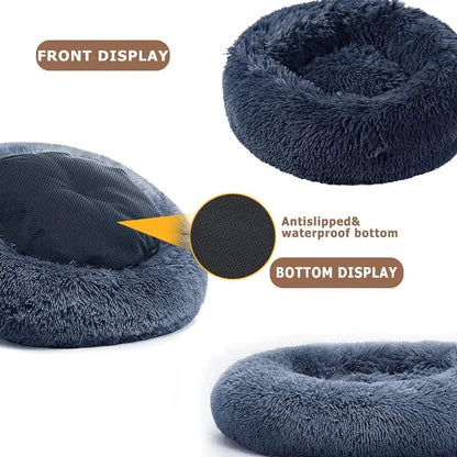 Round Plush Pet Bed — Super Soft Dog & Cat Bed, 6 Sizes (40-90cm)