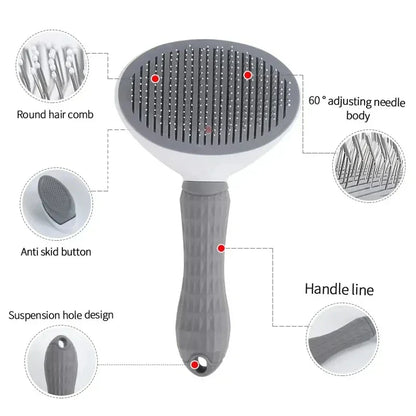 Self-Cleaning Pet Grooming Brush — Dematting Comb for Dogs & Cats